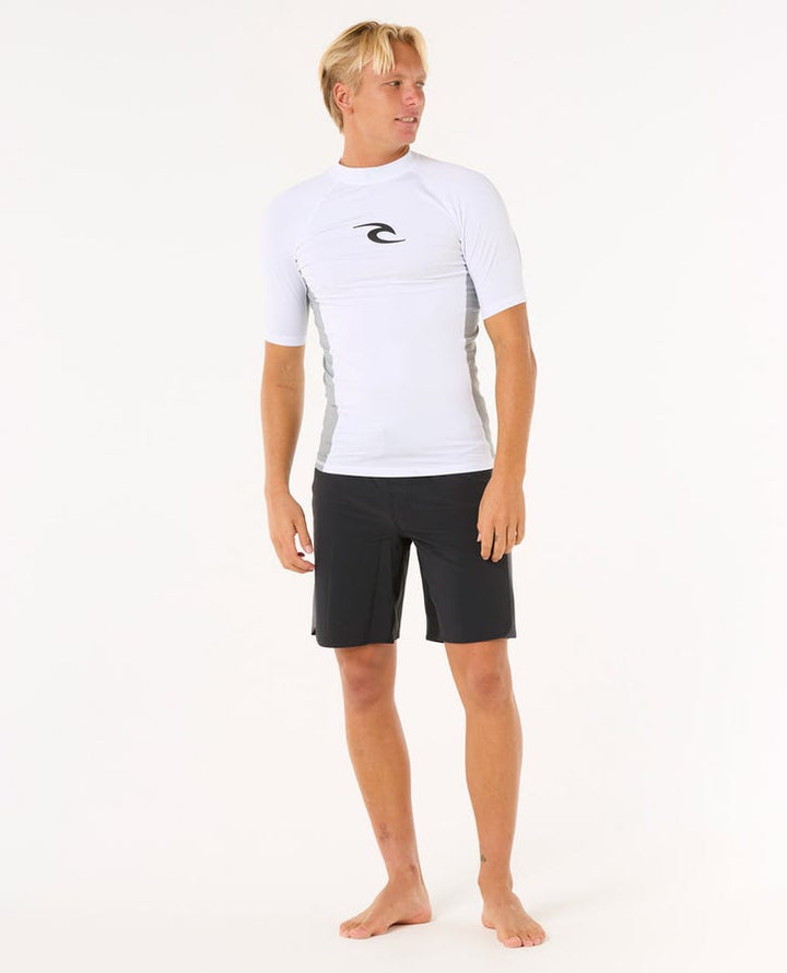 Rip Curl Waves Uv Short Sleeve Rash Guard - 1000 White - Sun Diego Boardshop