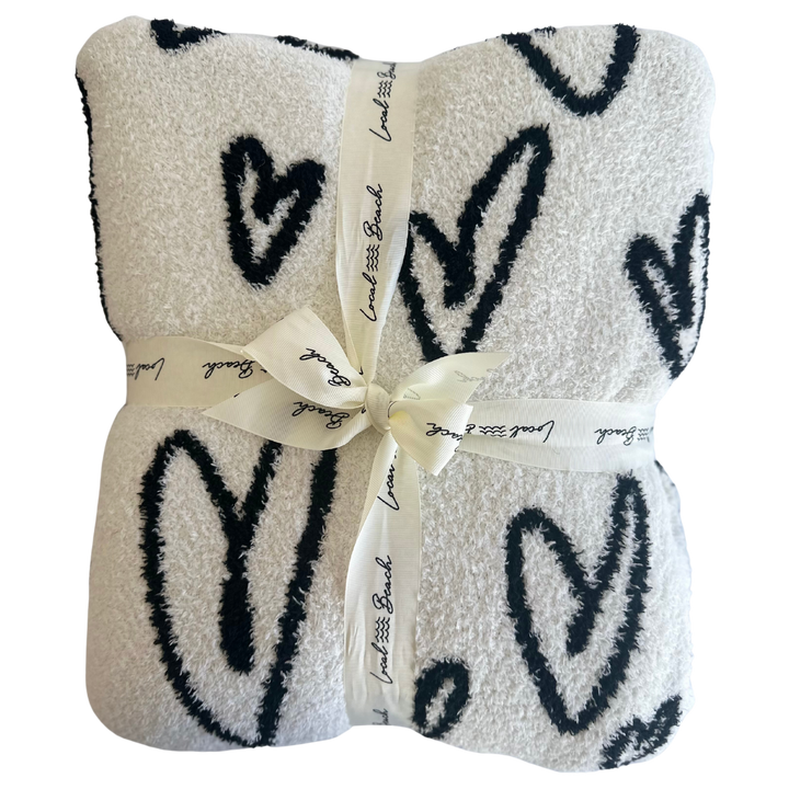 Local Beach Love Collection Heart Luxe Home Blanket - BLACK/CREAM - Sun Diego Boardshop