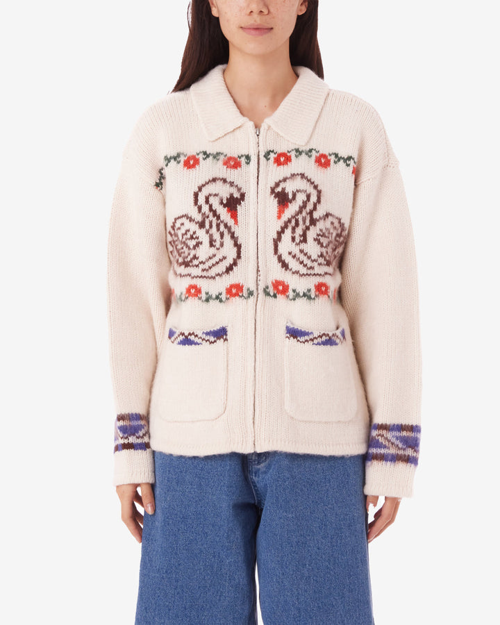 Obey SWANS ZIP SWEATER - UNBLEACHED - Sun Diego Boardshop