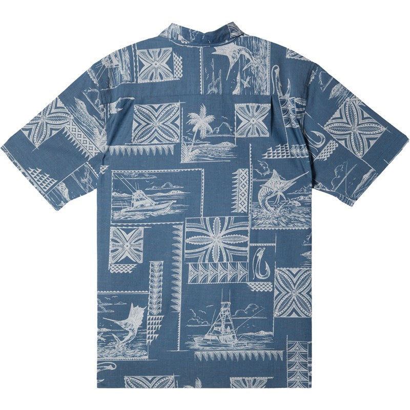 Quiksilver Mens Bill Fish Shirt - MAJOLICA BLUE OUT OF OFFICE - Sun Diego Boardshop