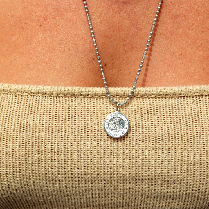 Getback Supply Medium St. Christopher Necklace - Silver-White