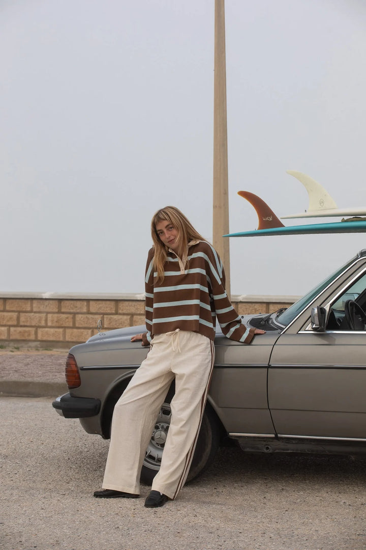 Rhythm Rugby Polo Knit Sweater - Brown - Sun Diego Boardshop