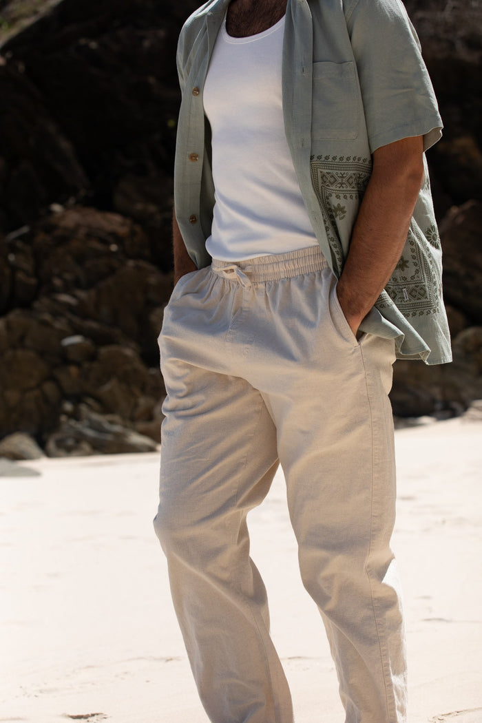 Rhythm Linen Jam Pant - BONE - Sun Diego Boardshop