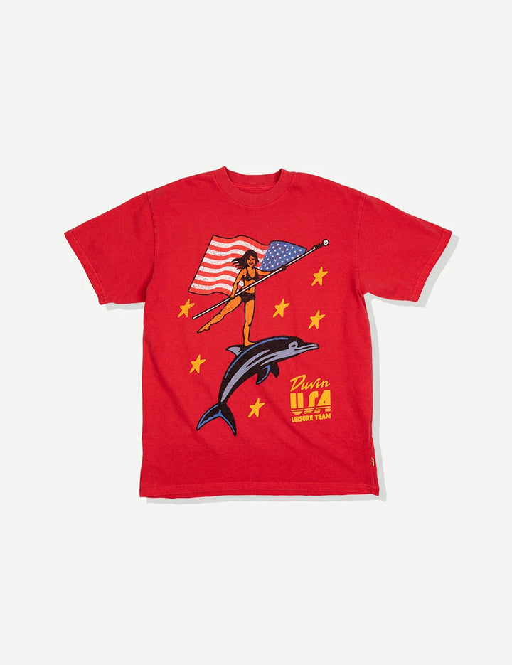 Duvin Men's USA Dolphin Rider Tee - Red - Sun Diego Boardshop