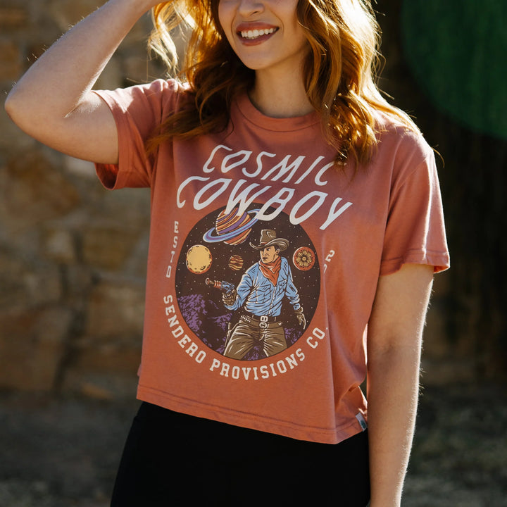 Sendero COSMIC COWBOY WOMEN'S CROP TEE - DUSTY MAUVE - Sun Diego Boardshop