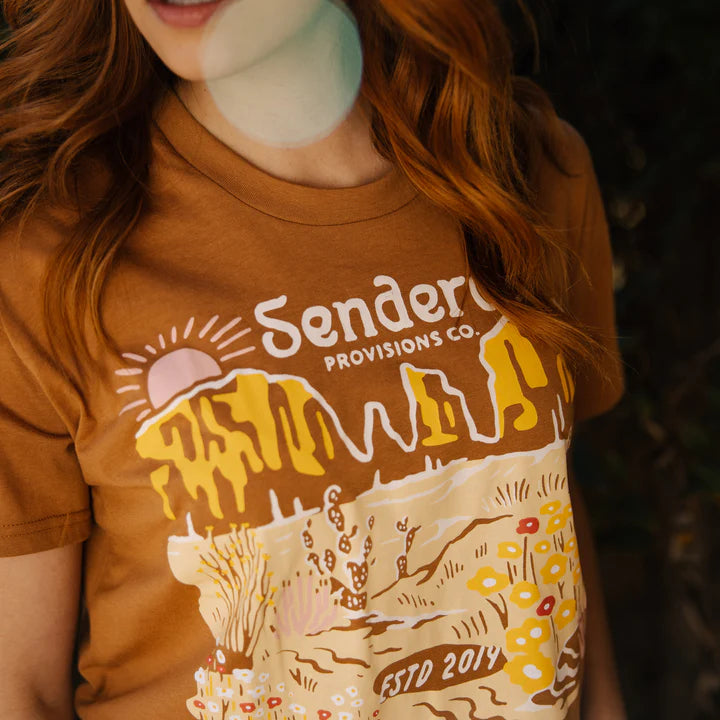 Sendero DESERT BLOOM WOMEN'S CROP TEE - MEERKAT - Sun Diego Boardshop