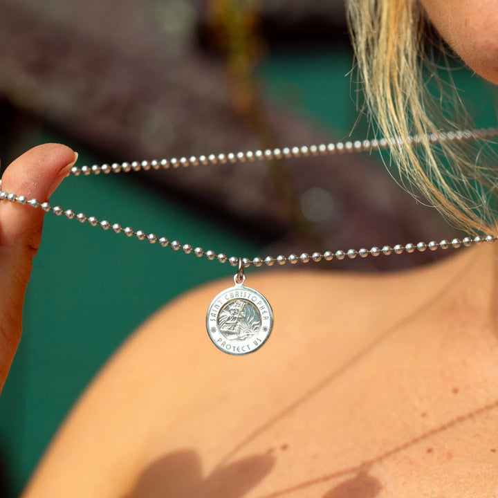 Getback Supply Medium St. Christopher Necklace - Silver-White