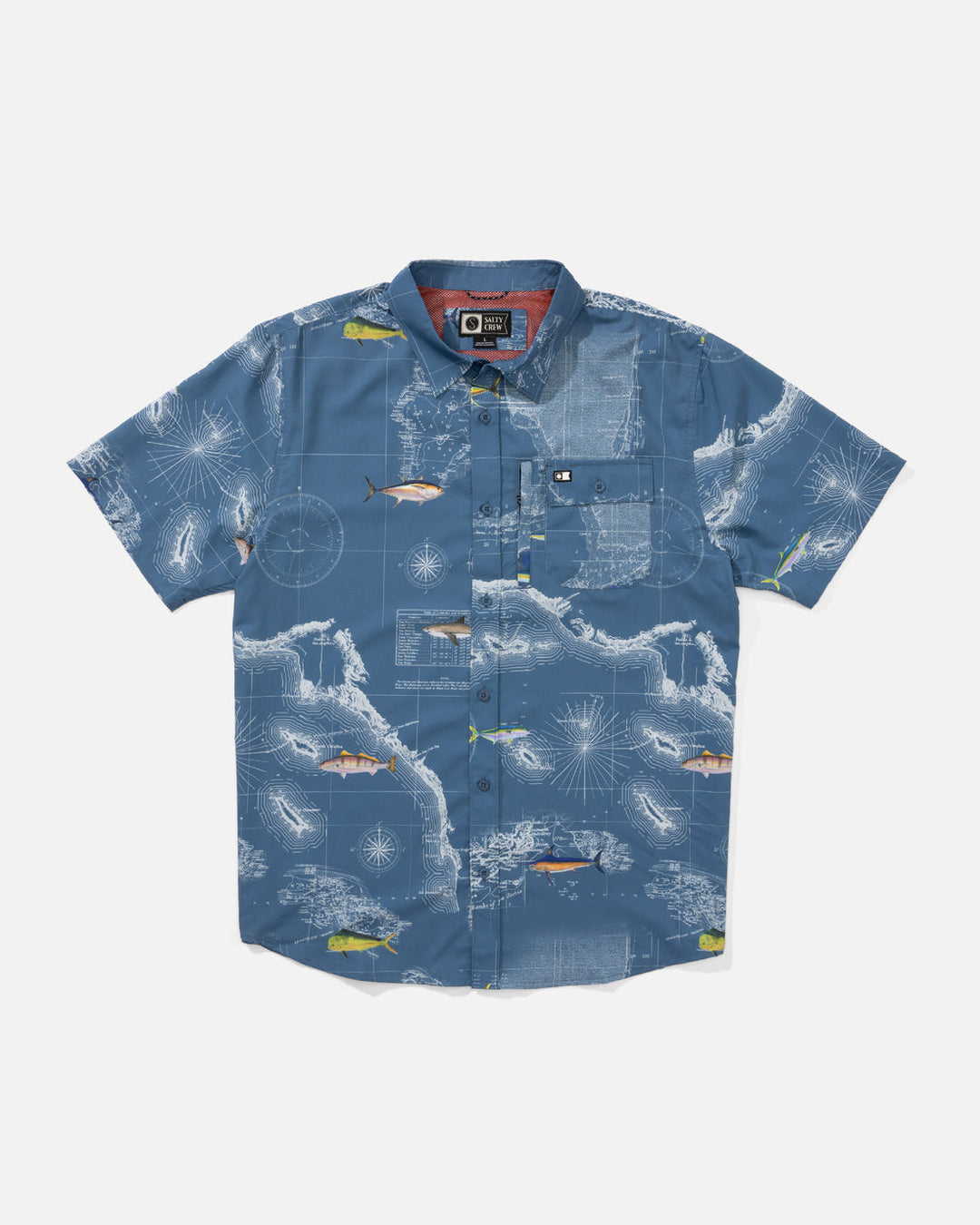 Salty Crew Flagship Uv Button Up - Channel Blue - Sun Diego Boardshop