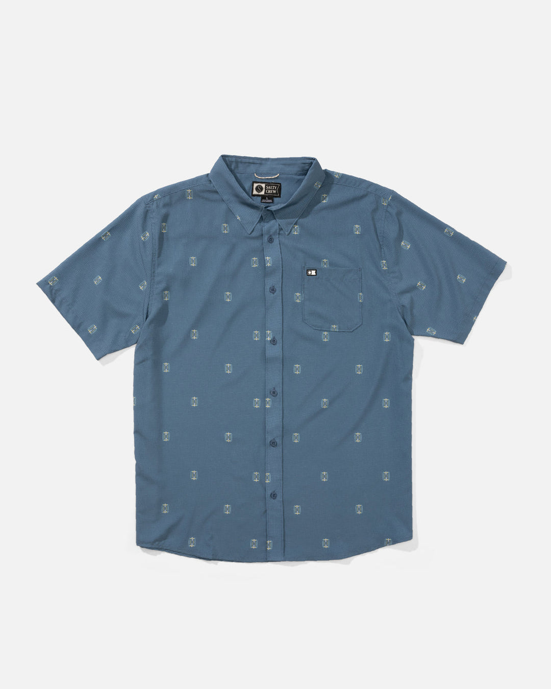 Salty Crew Breezer Perforated Button Up - Channel Blue - Sun Diego Boardshop