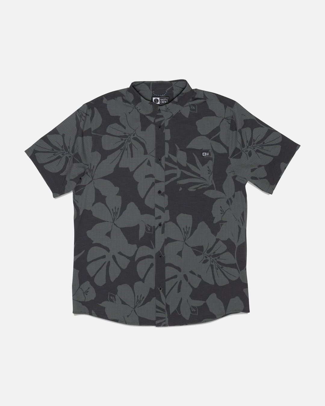 Salty Crew Men's Breezer Perforated Button Up - Black/Green - Sun Diego Boardshop
