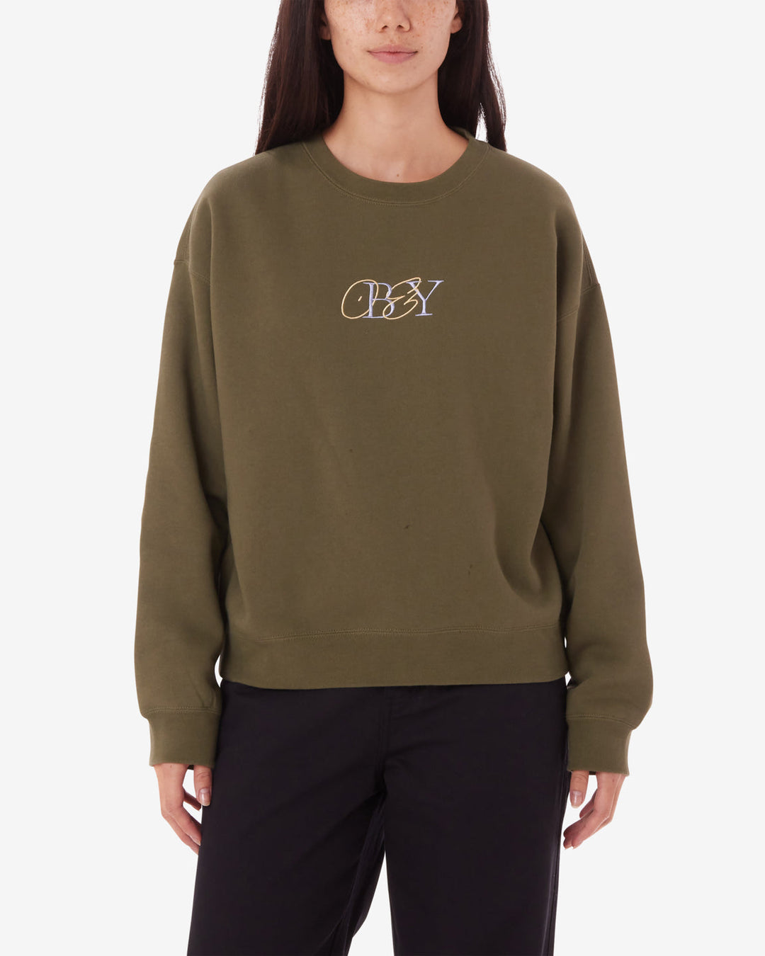 Obey TYPE MIX CREWNECK - OLIVE - Sun Diego Boardshop