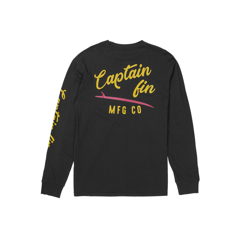 Captain Fin Co Slick Slide Logo Long Sleeve Tee - BLACK - Sun Diego Boardshop