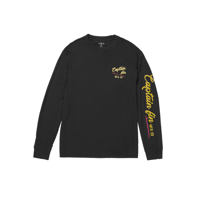 Captain Fin Co Slick Slide Logo Long Sleeve Tee - BLACK - Sun Diego Boardshop