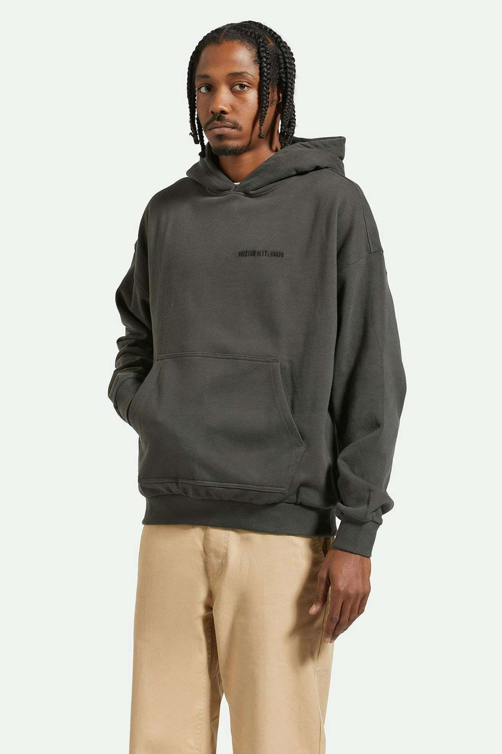 Brixton Embroidered Heavyweight Oversized Hoodie - Black - Sun Diego Boardshop
