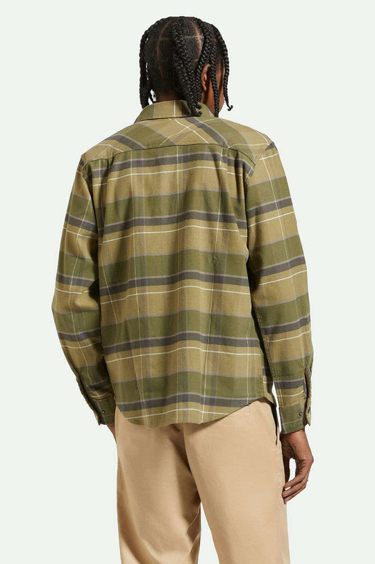 Brixton Builders Bowery Stretch Water Resistant L/S Flannel - DILL OLIVE SURPLUS WASHED BLACK - Sun Diego Boardshop