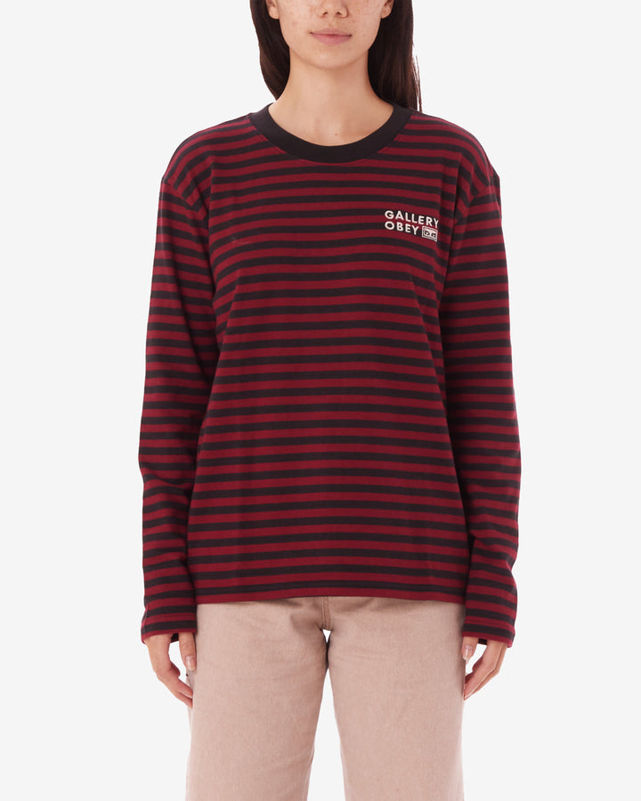 Obey GALLERY LS STRIPE - RED MULTI - Sun Diego Boardshop