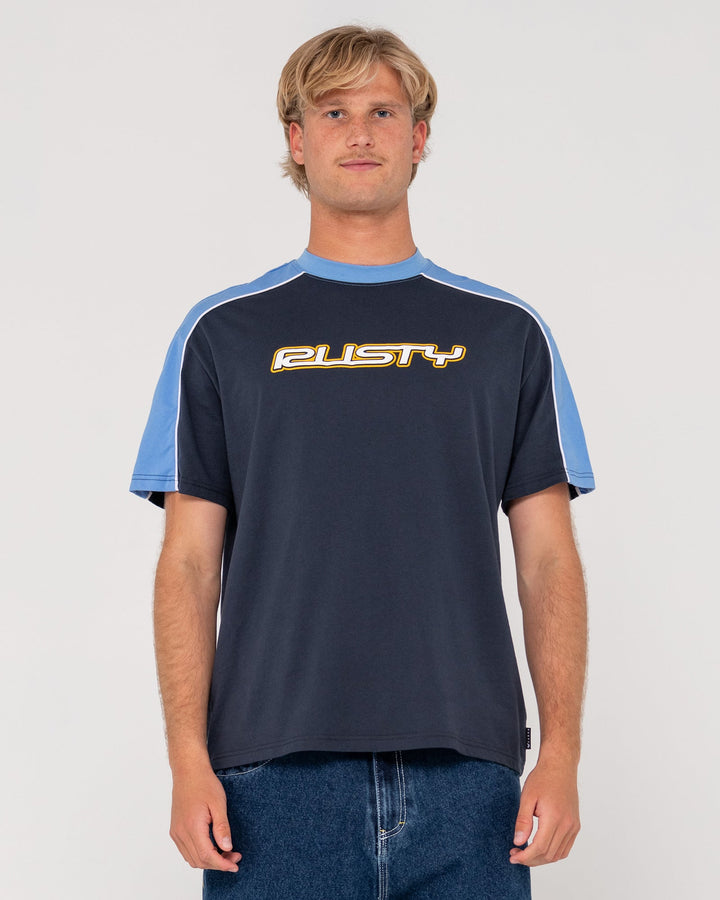 Rusty Straight Shooter Short Sleeve Tee - Navy Blue - Sun Diego Boardshop