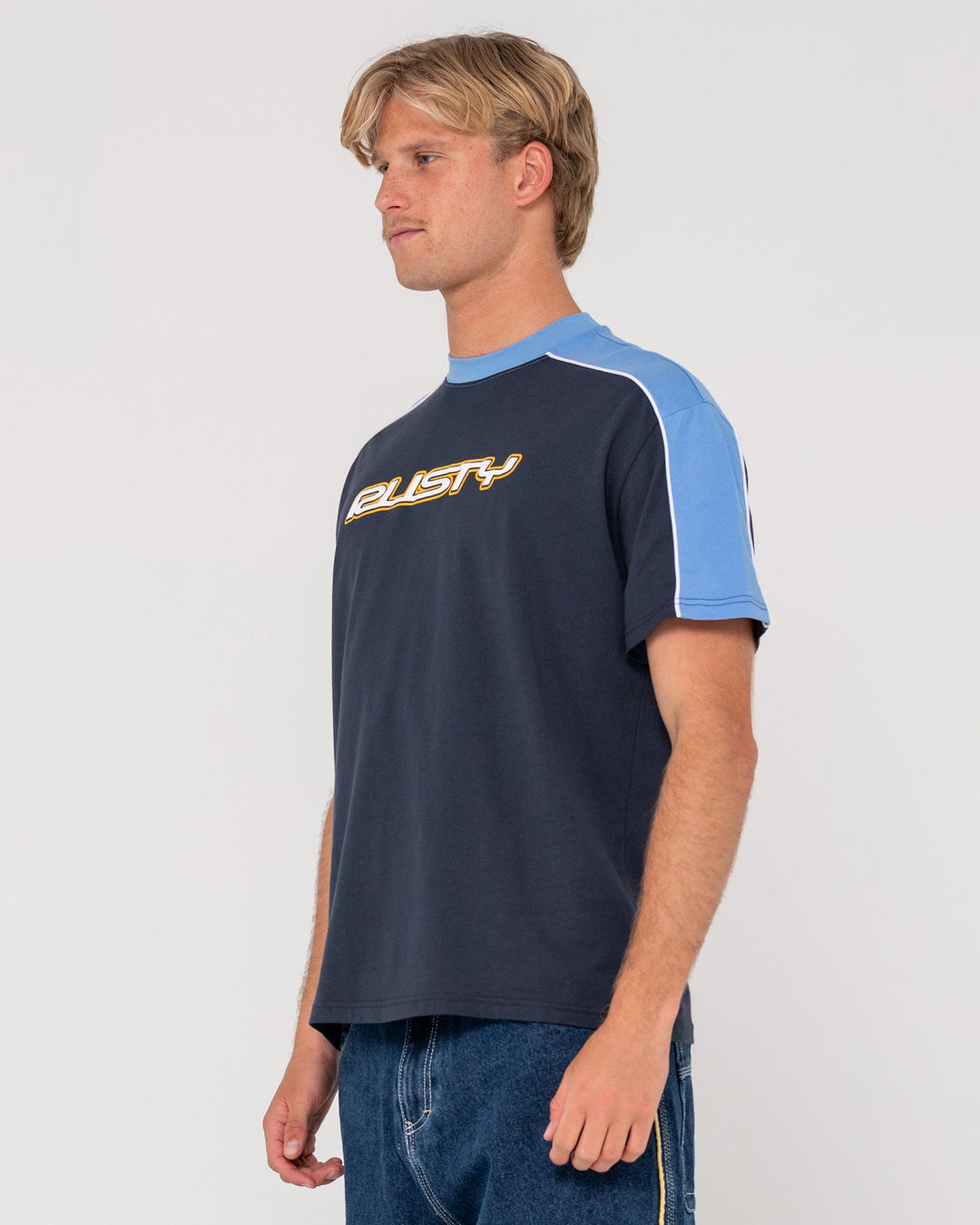 Rusty Straight Shooter Short Sleeve Tee - Navy Blue - Sun Diego Boardshop