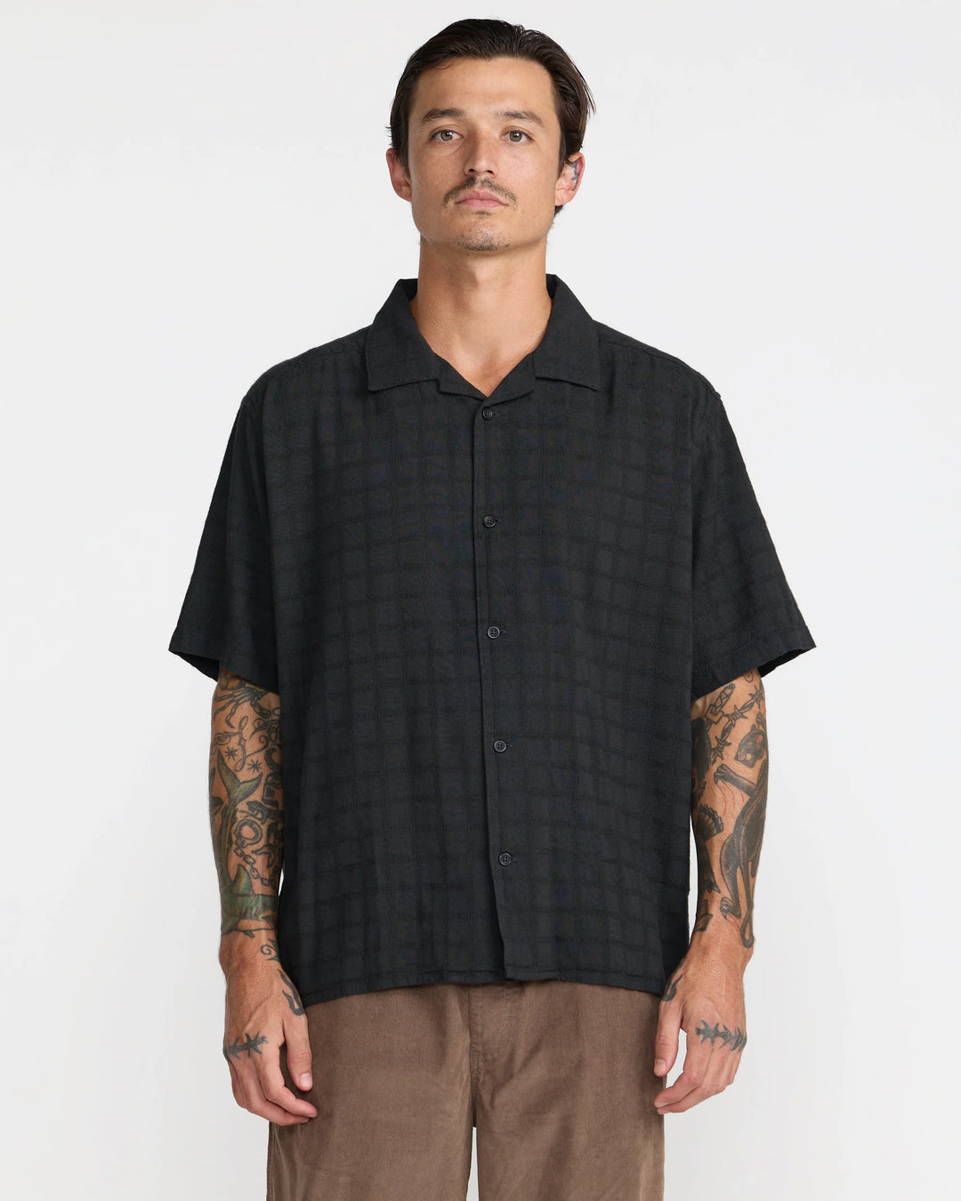 RVCA Men's VAcancy Short Sleeve Shirt - Pirate Black - Sun Diego Boardshop