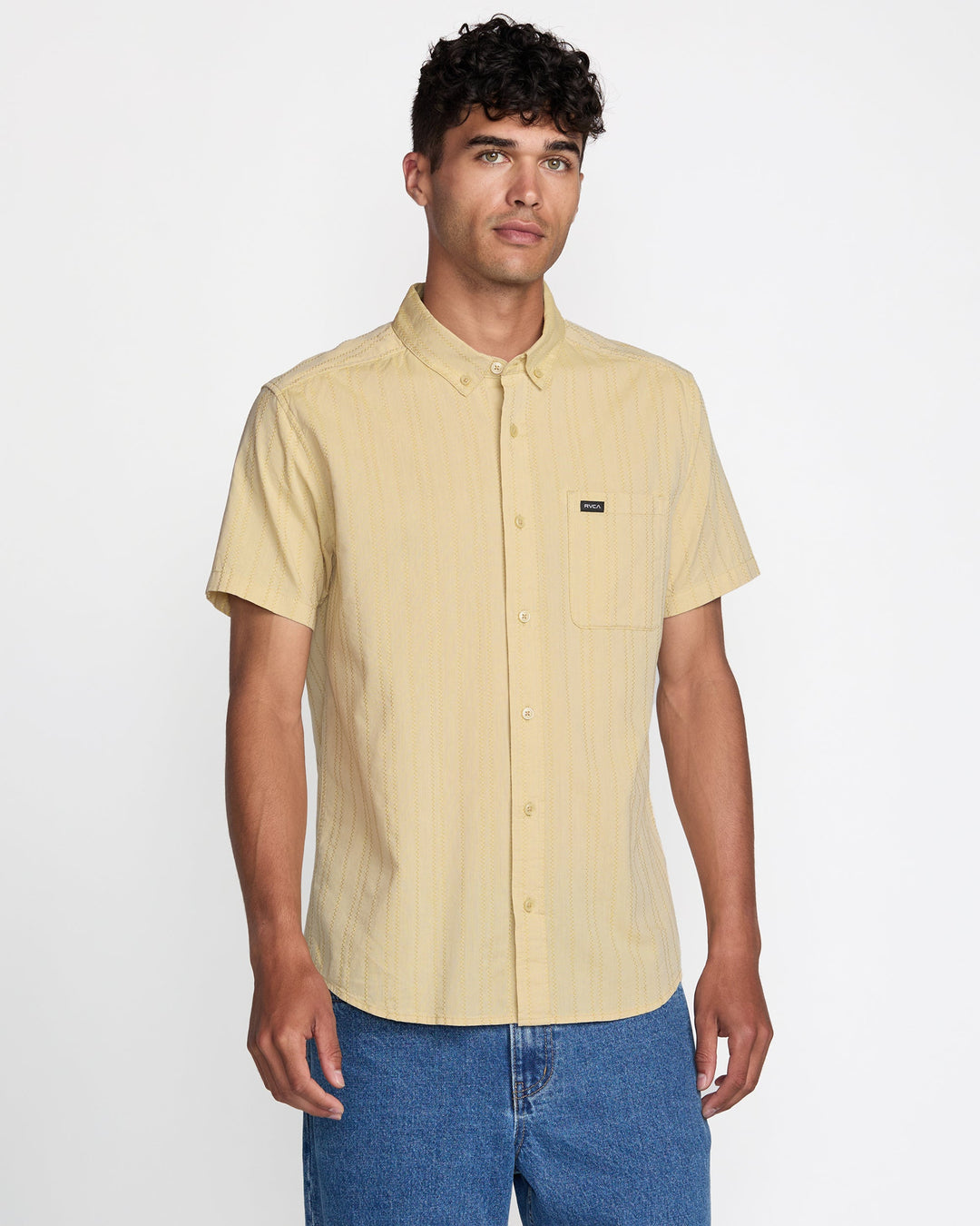 RVCA That'Ll Do Stripe Short Sleeve Shirt - Natural - Sun Diego Boardshop