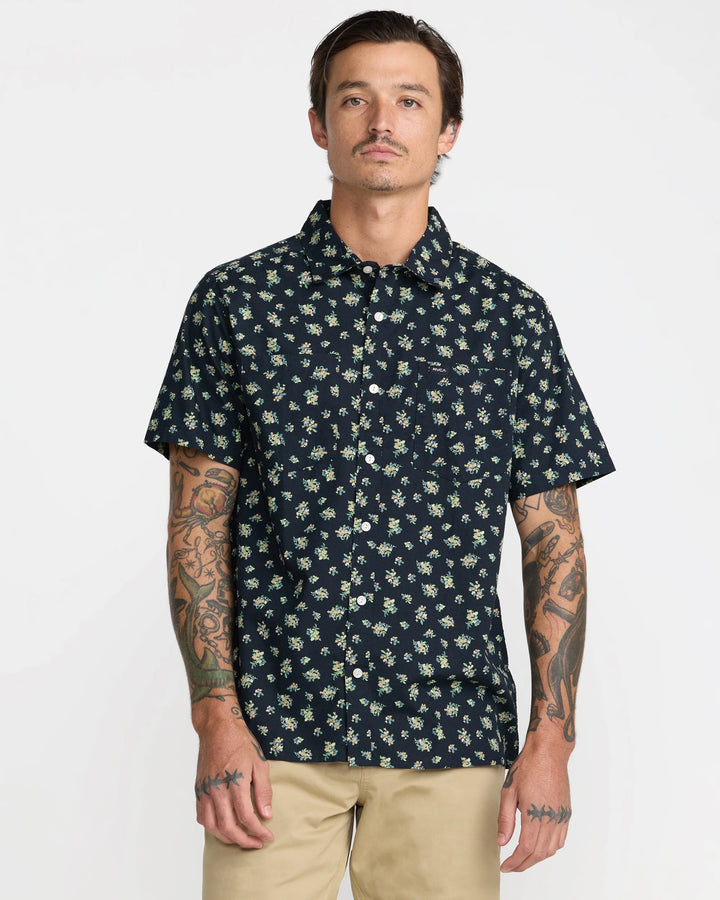 RVCA Men's Breezy Short Sleeve Shirt - Garage Blue - Sun Diego Boardshop