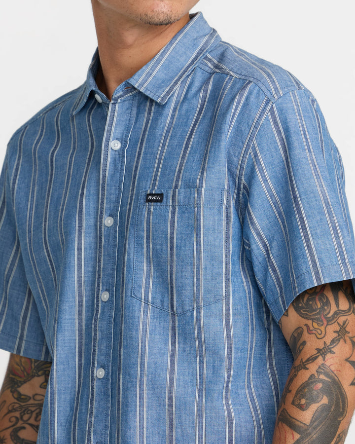 RVCA Men's Denim Days Short Sleeve Shirt - Indigo - Sun Diego Boardshop