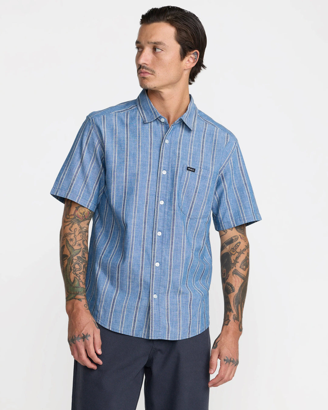 RVCA Men's Denim Days Short Sleeve Shirt - Indigo - Sun Diego Boardshop