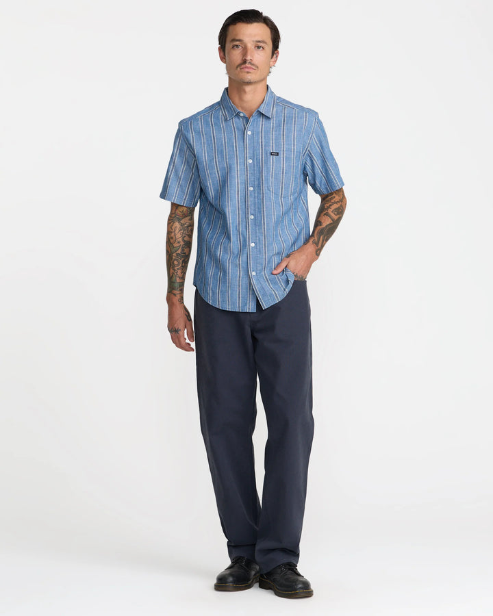 RVCA Men's Denim Days Short Sleeve Shirt - Indigo - Sun Diego Boardshop