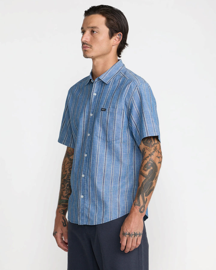 RVCA Men's Denim Days Short Sleeve Shirt - Indigo - Sun Diego Boardshop