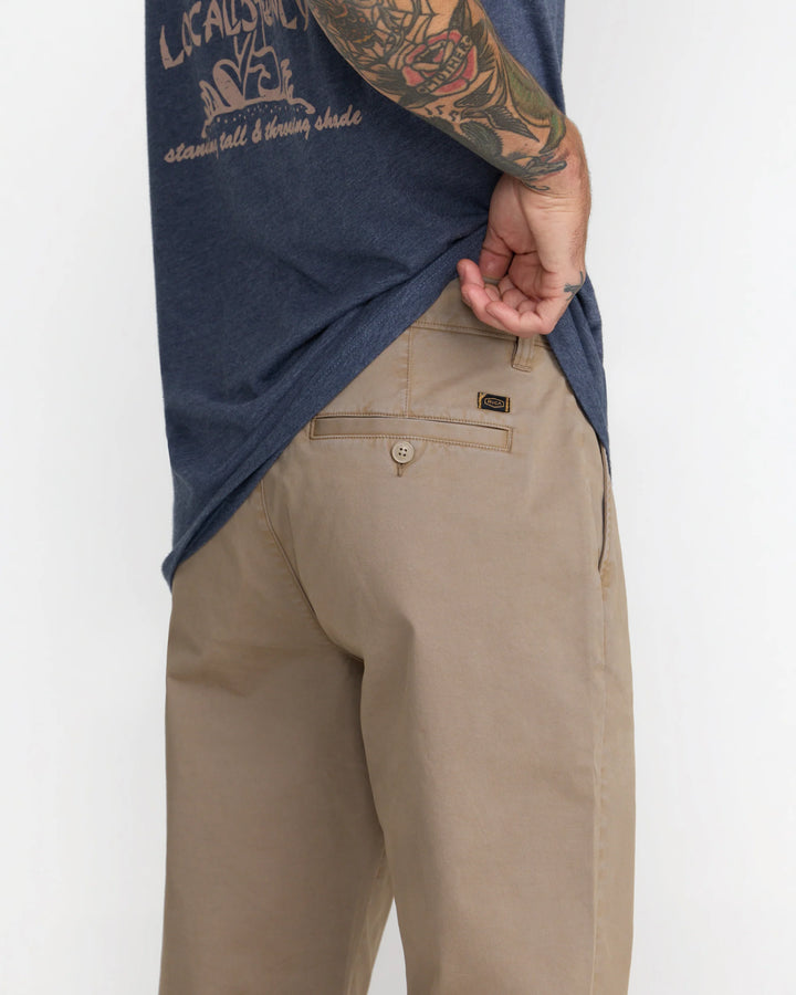 RVCA Men's Weekend Washed Regular Fit Chino Pant - Dark Khaki - Sun Diego Boardshop