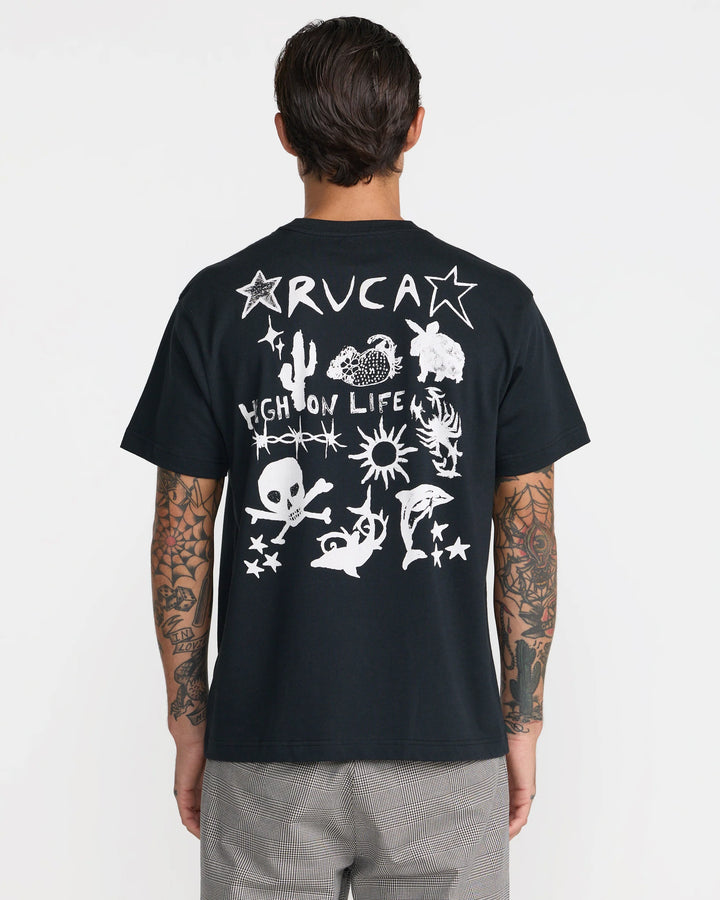 RVCA Men's High On Life Short Sleeve Tee - Black - Sun Diego Boardshop