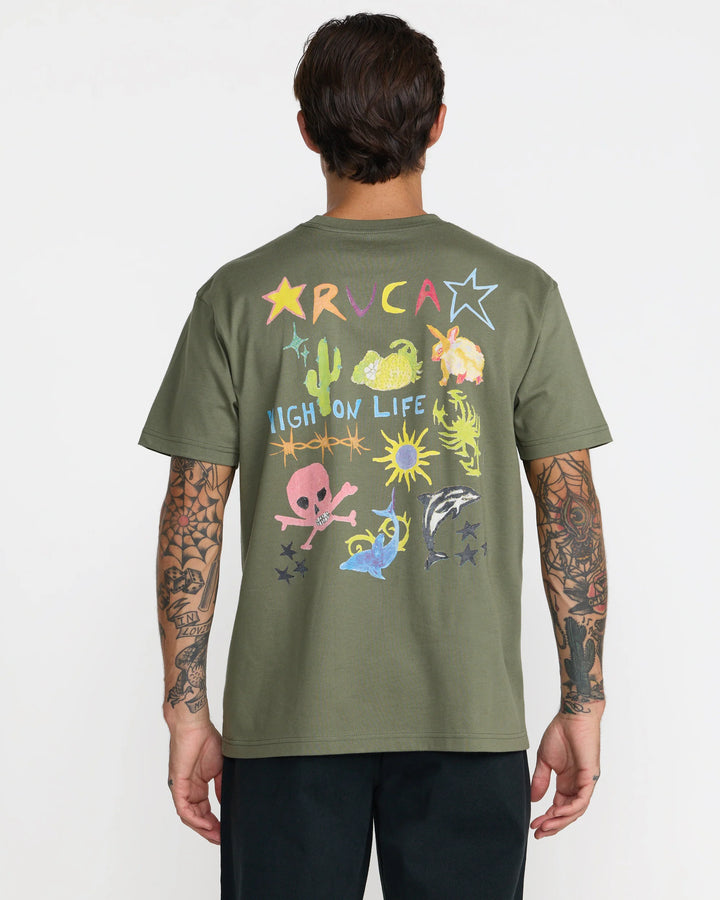 RVCA Men's High On Life Short Sleeve Tee - Olive - Sun Diego Boardshop