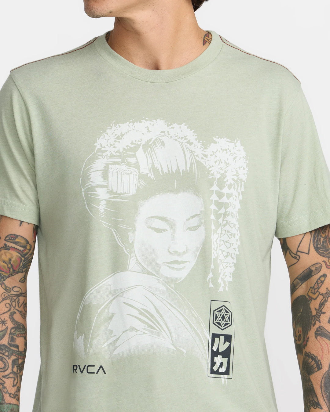 RVCA Men's Geisha Short Sleeve Tee - Light Olive - Sun Diego Boardshop