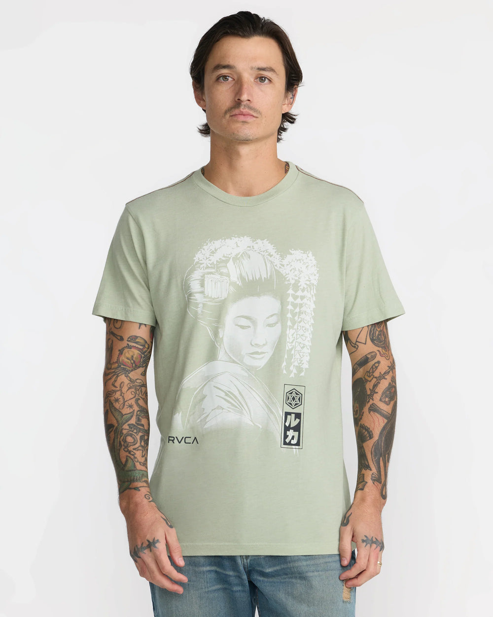 RVCA Men's Geisha Short Sleeve Tee - Light Olive - Sun Diego Boardshop