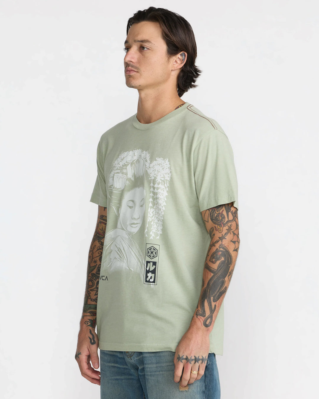 RVCA Men's Geisha Short Sleeve Tee - Light Olive - Sun Diego Boardshop