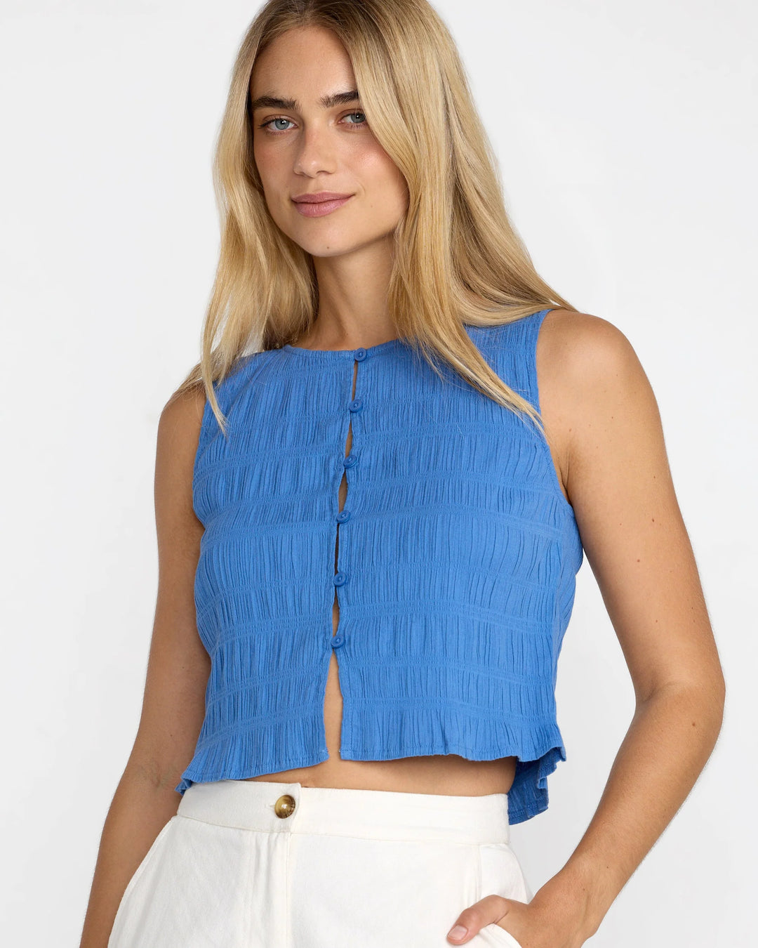 RVCA Women's Scrunch Top - Blue Relic - Sun Diego Boardshop