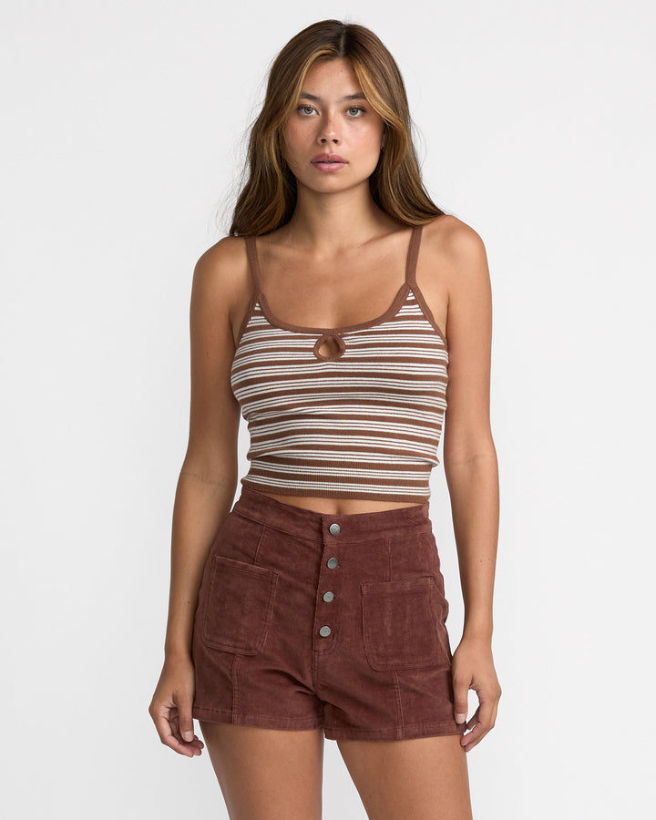 RVCA Tight Stripe Sweater Tank - Mocha - Sun Diego Boardshop