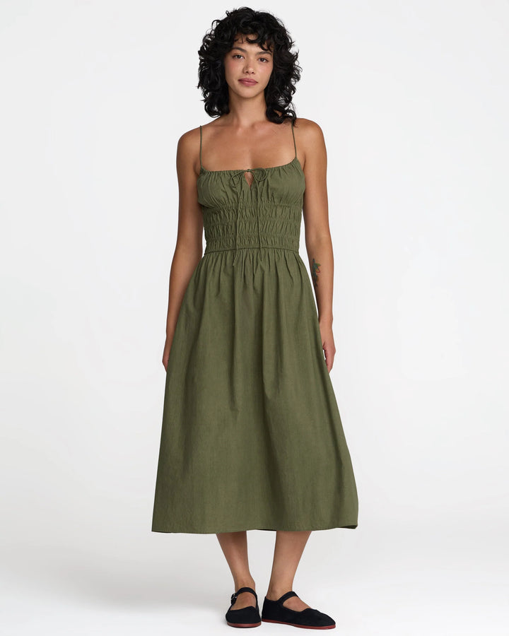 RVCA Women's Raya Midi Dress - Olive - Sun Diego Boardshop
