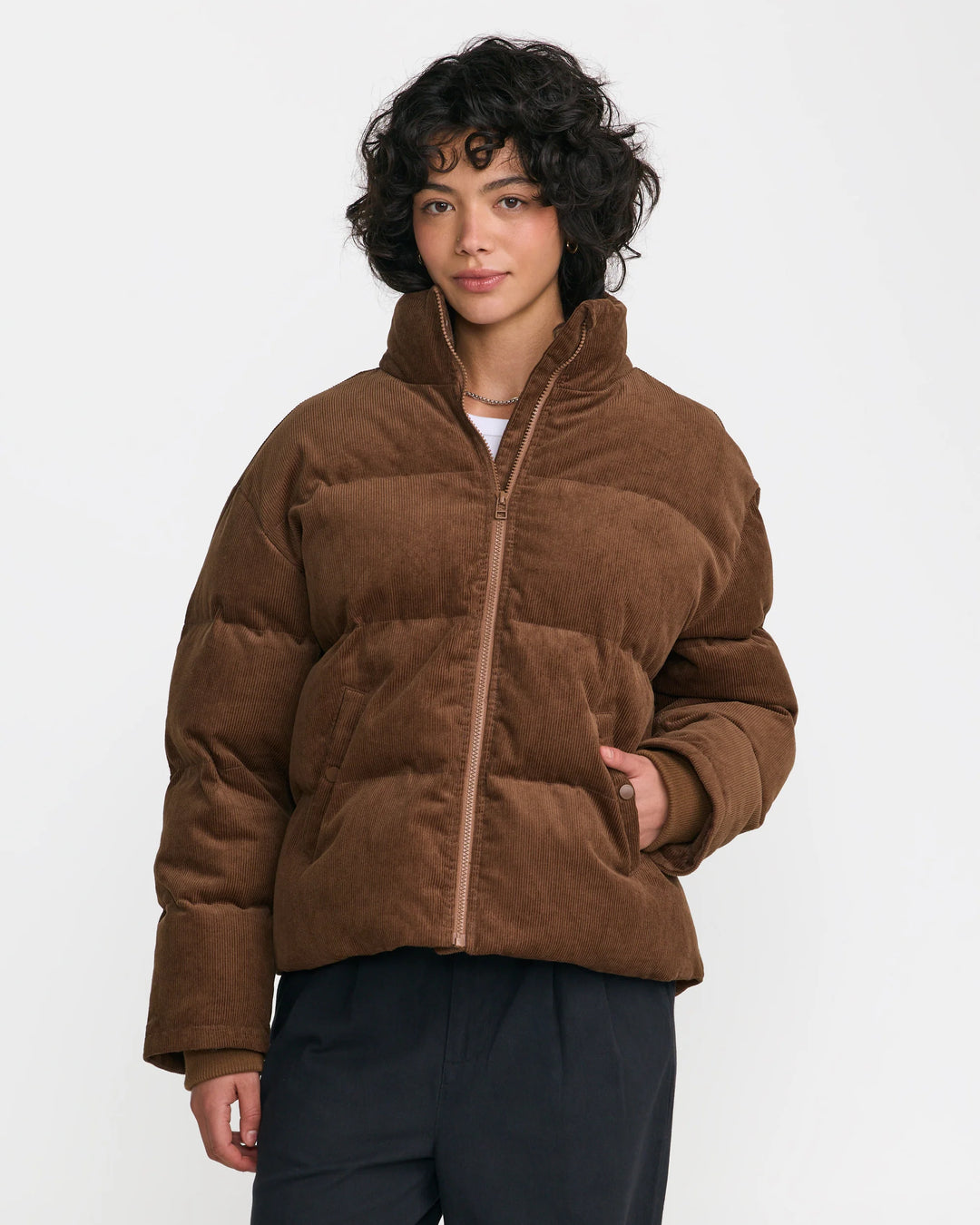 RVCA Women's Easy Street Puffer Jacket - Chocolate - Sun Diego Boardshop