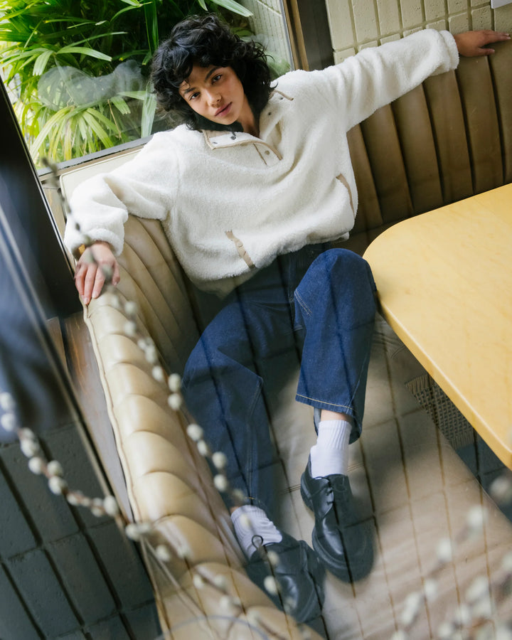 RVCA Women's Soka Sherpa Pullover - Antique White - Sun Diego Boardshop