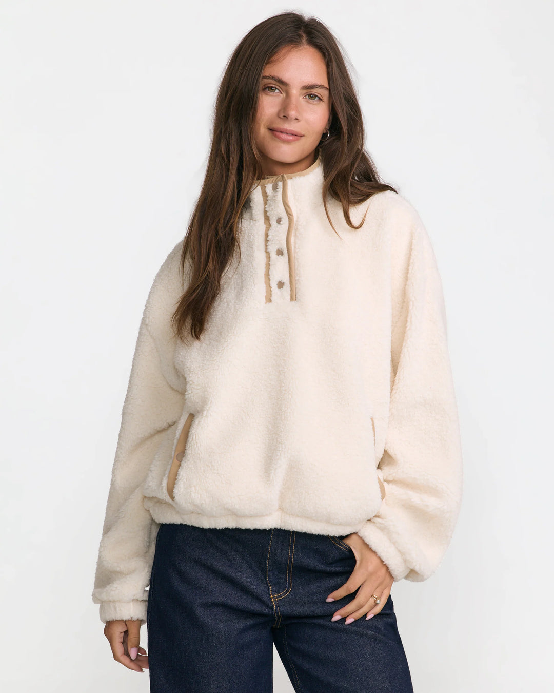 RVCA Women's Soka Sherpa Pullover - Antique White - Sun Diego Boardshop
