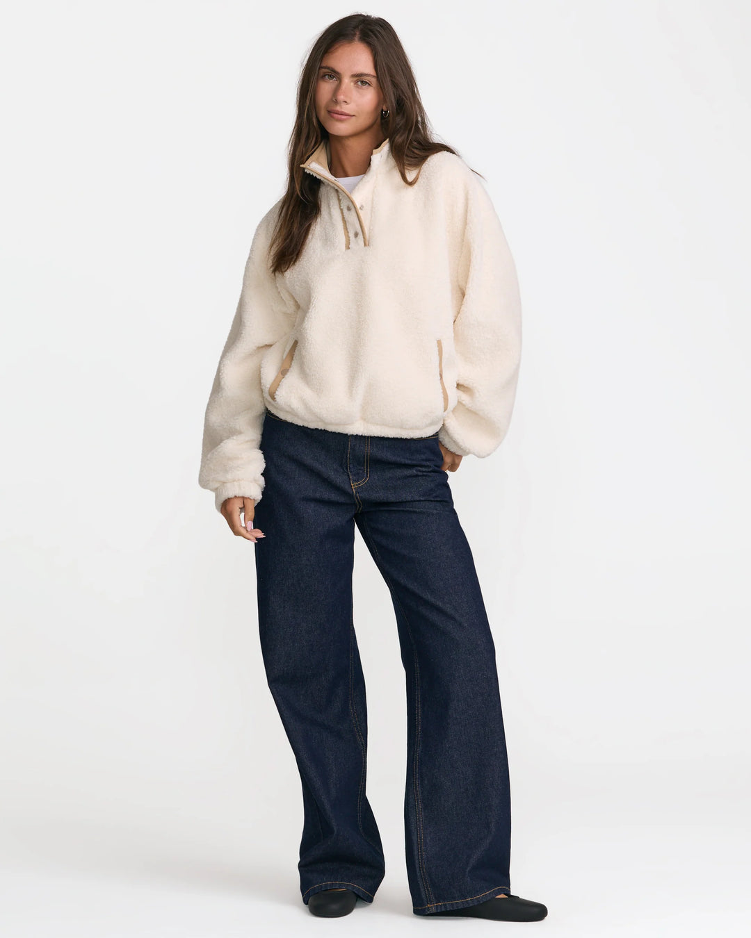 RVCA Women's Soka Sherpa Pullover - Antique White - Sun Diego Boardshop