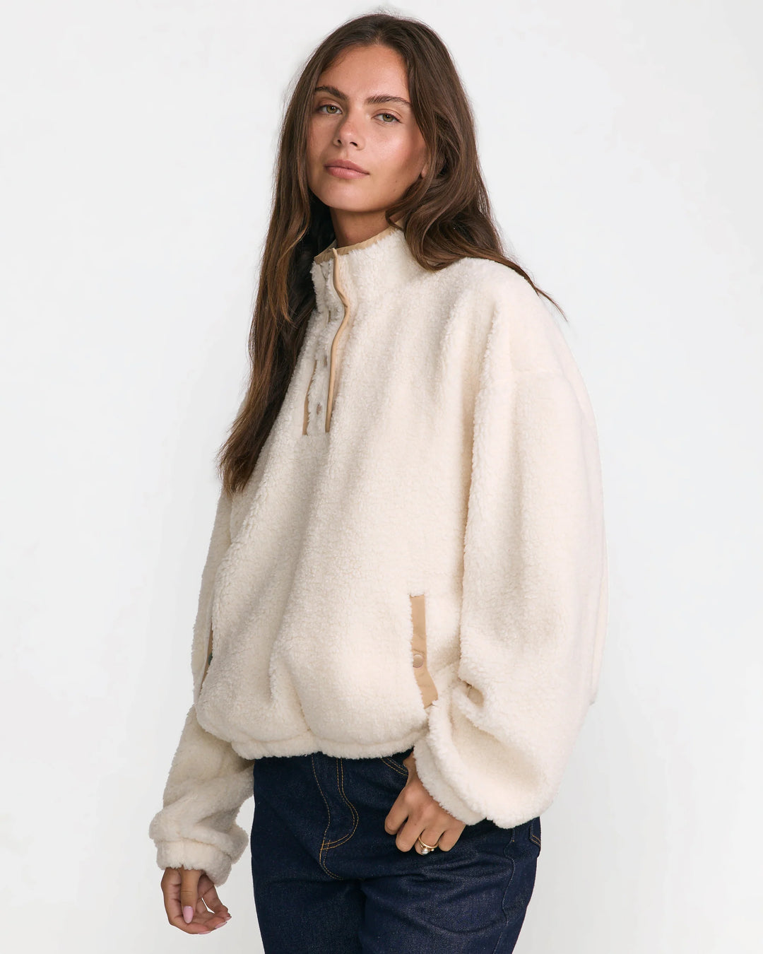 RVCA Women's Soka Sherpa Pullover - Antique White - Sun Diego Boardshop