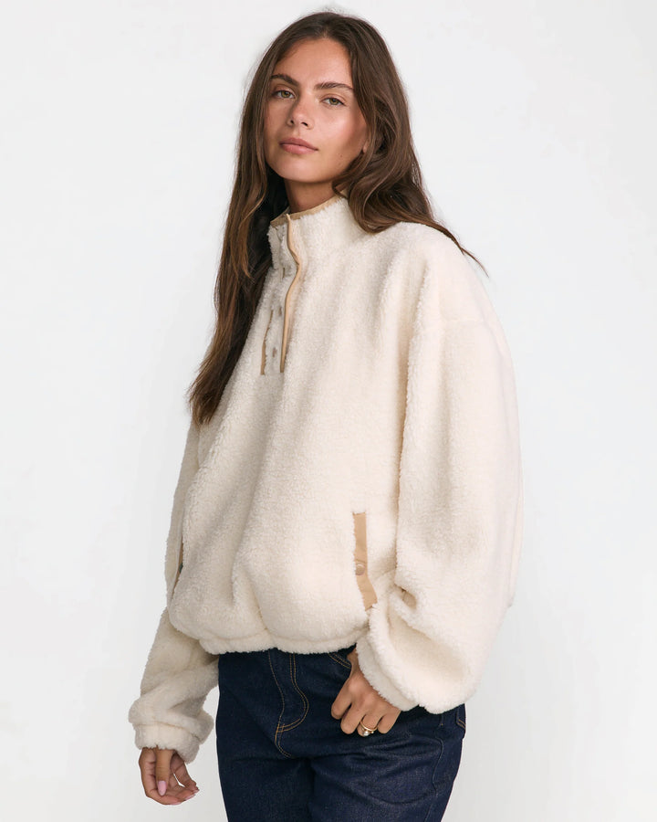 RVCA Women's Soka Sherpa Pullover - Antique White - Sun Diego Boardshop