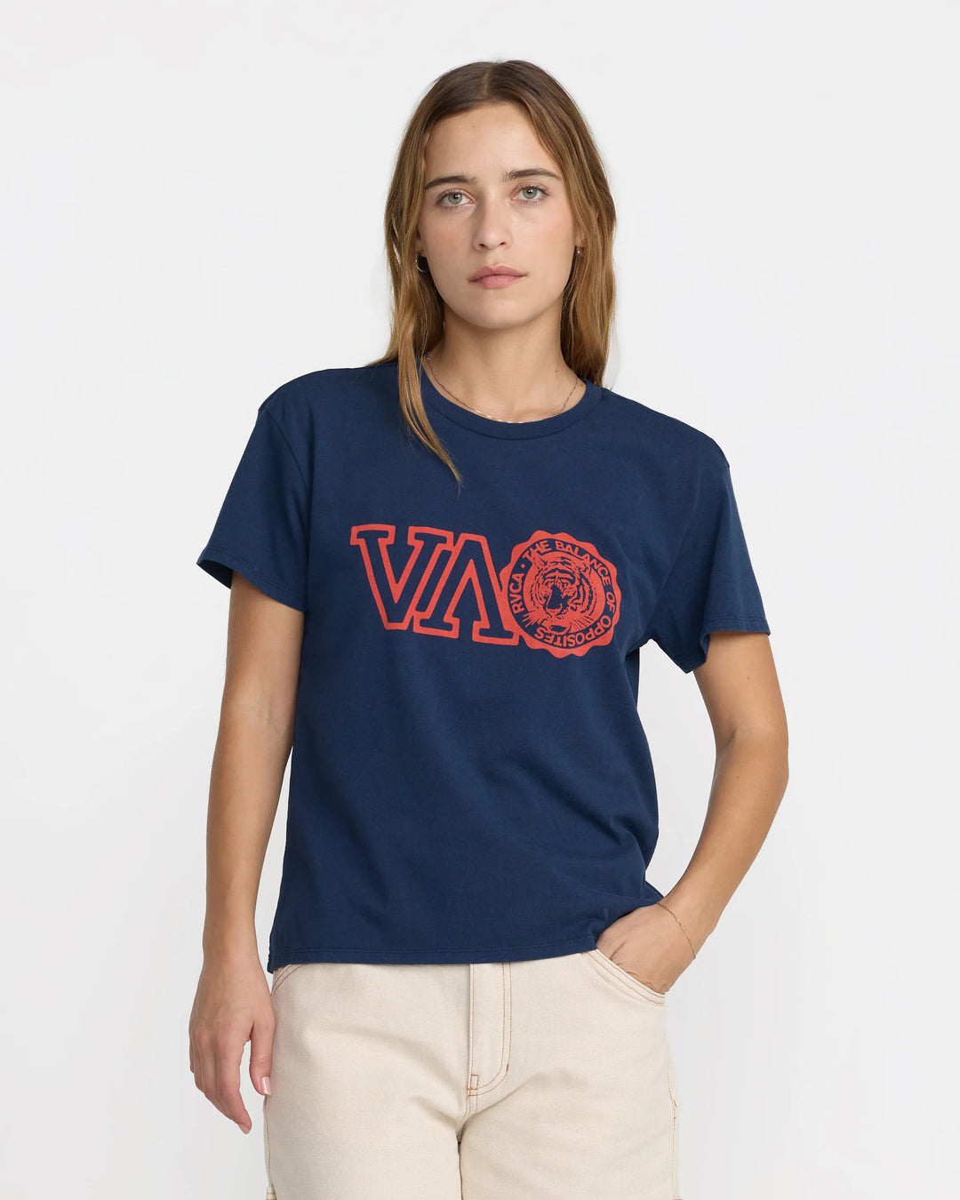RVCA Women's Impress Relaxed Tee - Navy