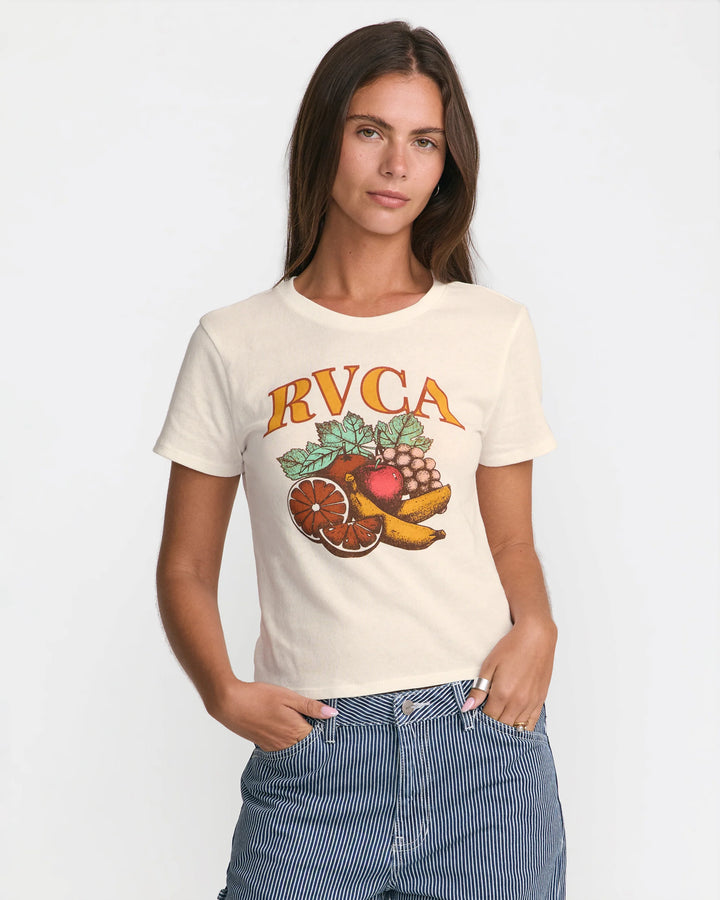 RVCA Women's Fruity Shrunken Tee - Antique White - Sun Diego Boardshop