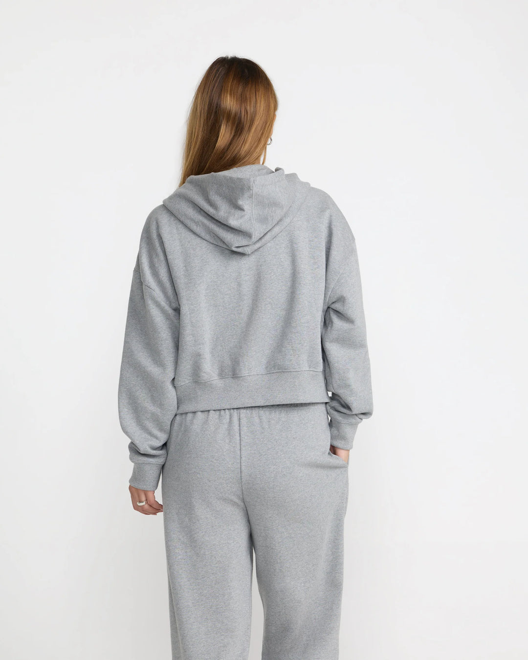 RVCA Women's Squad Crop Zip Hoodie - Heather Gray - Sun Diego Boardshop