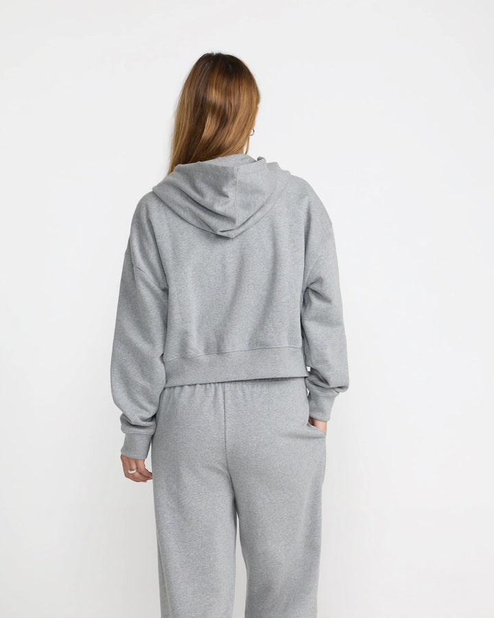 RVCA Women's Squad Crop Zip Hoodie - Heather Gray - Sun Diego Boardshop