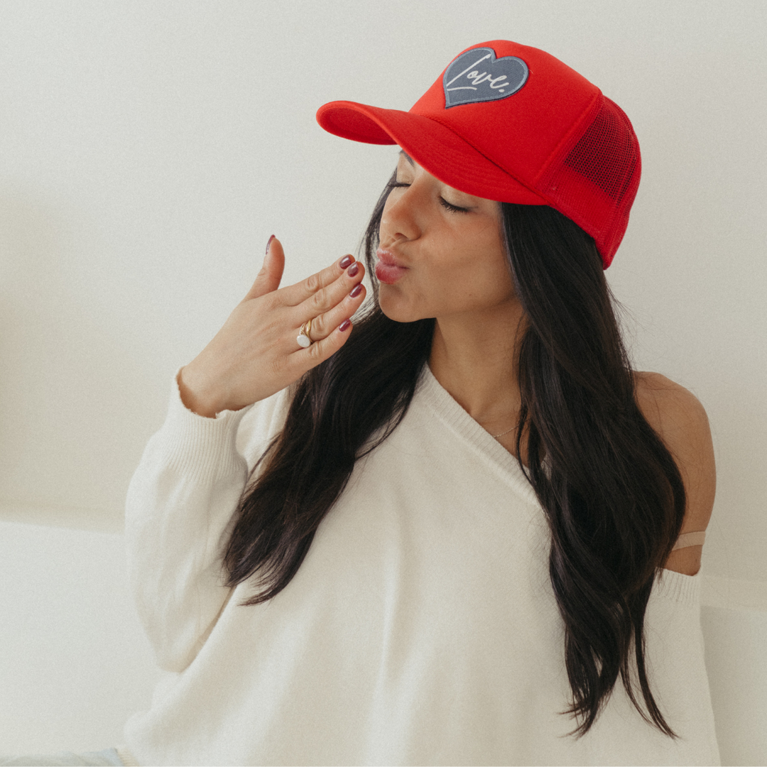 Local Beach Love Patch Trucker Hat - RED - Sun Diego Boardshop