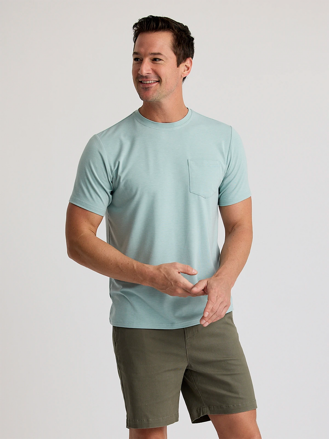 Free Fly Men'S Bamboo Flex Pocket Tee - Heather Ocean Mist - Sun Diego Boardshop